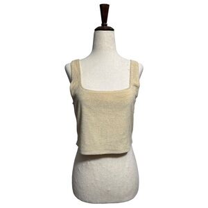 Reformation • Ref Jeans Terry Cloth Sefina Square Neck Crop Top Cream Sand M